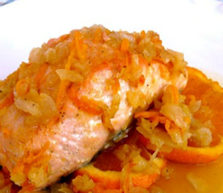 Salmon al horno con naranja y miel
