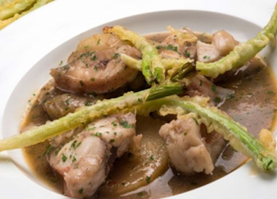 Cabras con ajos frescos en tempura